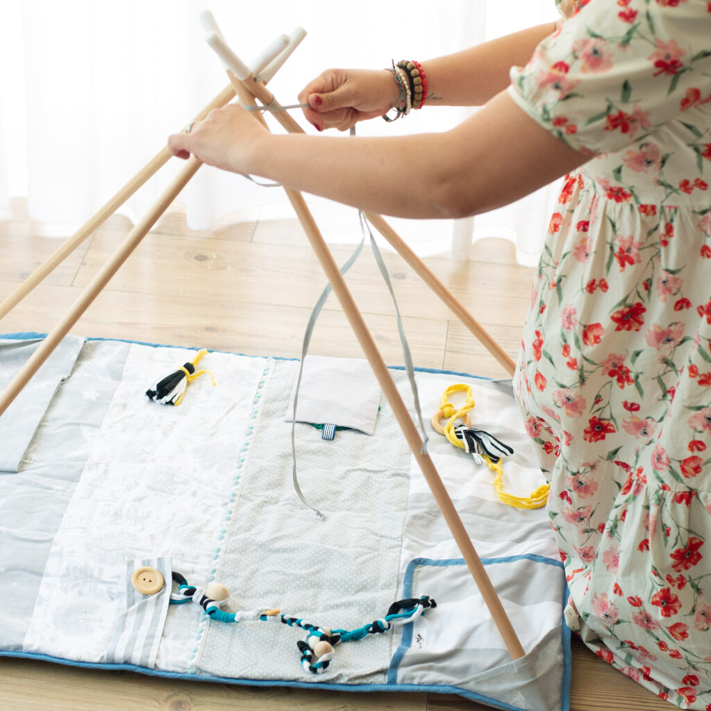 Wrap chords at teepee top.